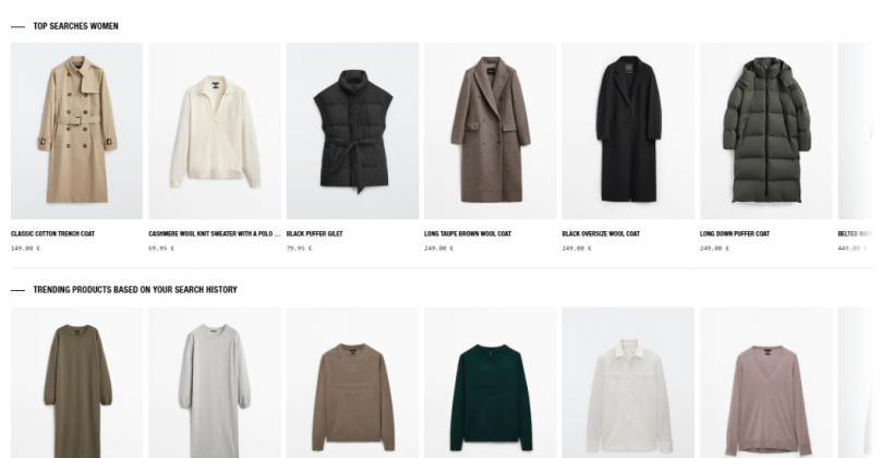 Massimo Dutti personalised search recommendations Massimo Dutti personalised search recommendations