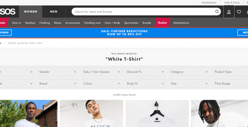 Asos sale banner below search Asos sale banner below search