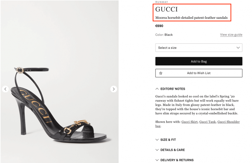 Ecommerce product pages optimization Gucci shoes Ecommerce product pages optimization Gucci shoes