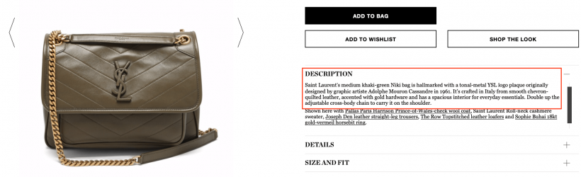 Ecommerce product pages optimization Saint Laurent bag Ecommerce product pages optimization Saint Laurent bag