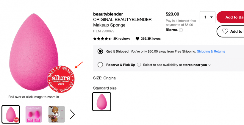 Ecommerce product pages optimization Sephora badge Ecommerce product pages optimization Sephora badge