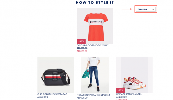 complete the look recommendations layout Tommy Hilfiger complete the look recommendations layout Tommy Hilfiger