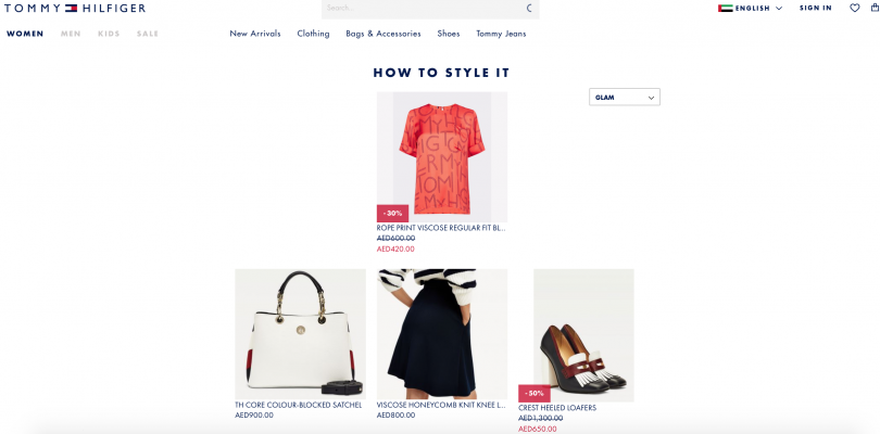 complete the look recommendations layout Tommy Hilfiger complete the look recommendations layout Tommy Hilfiger